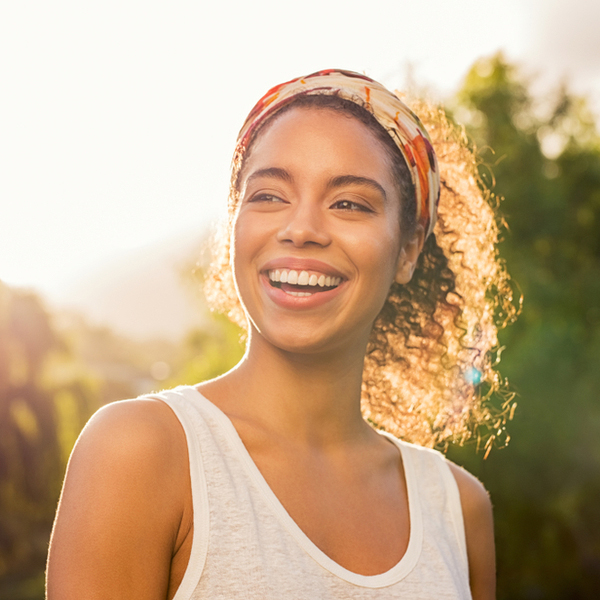 Implant Restorations Young Woman Outdoors